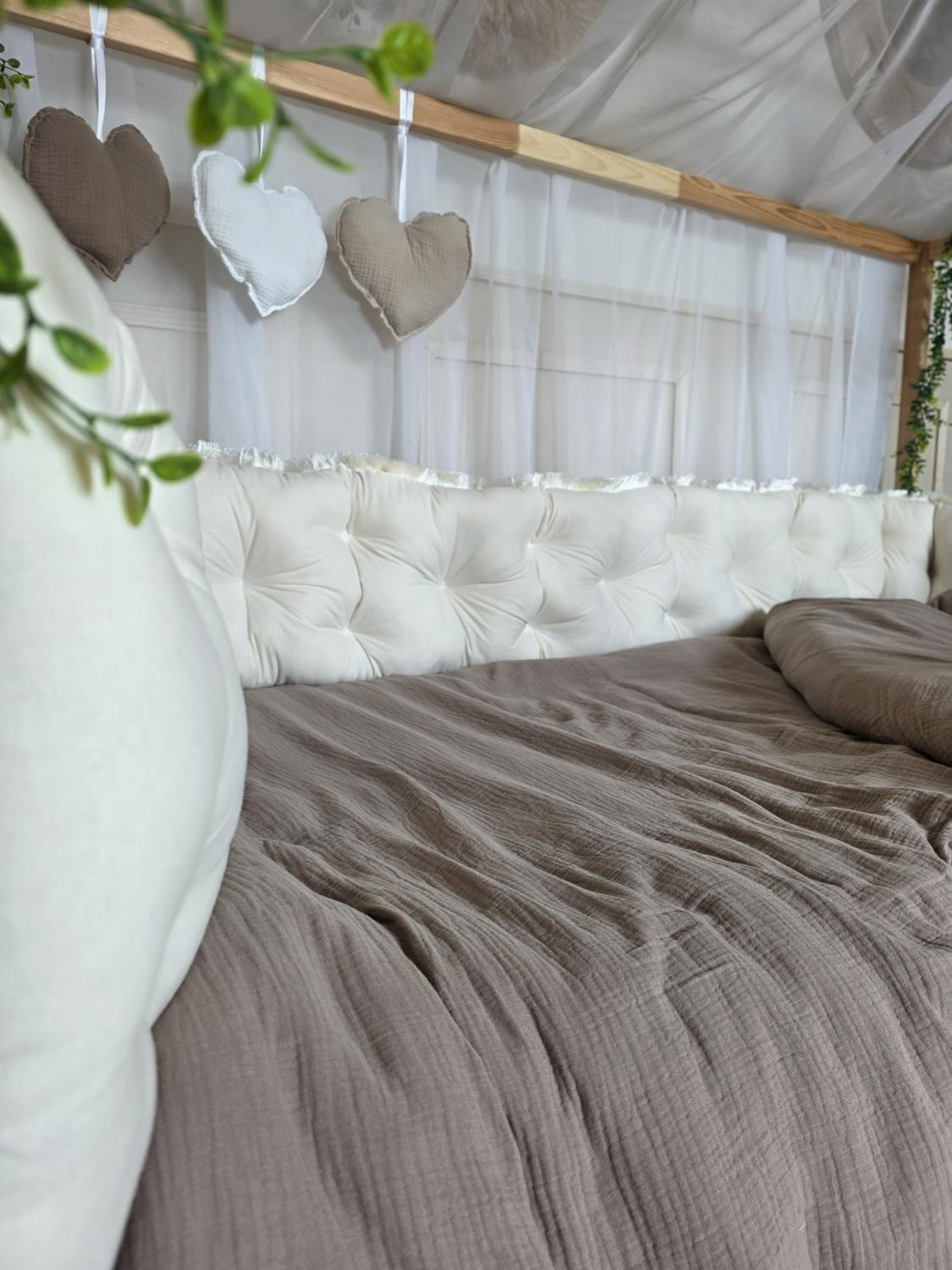 Tour de lit capitonné beige 3.8m