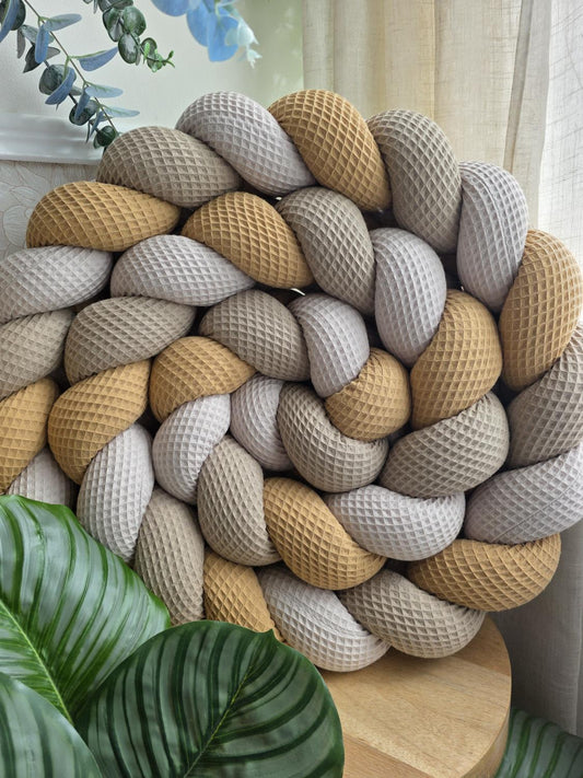 Tresse de lit 3 brins beige café et camel 3m