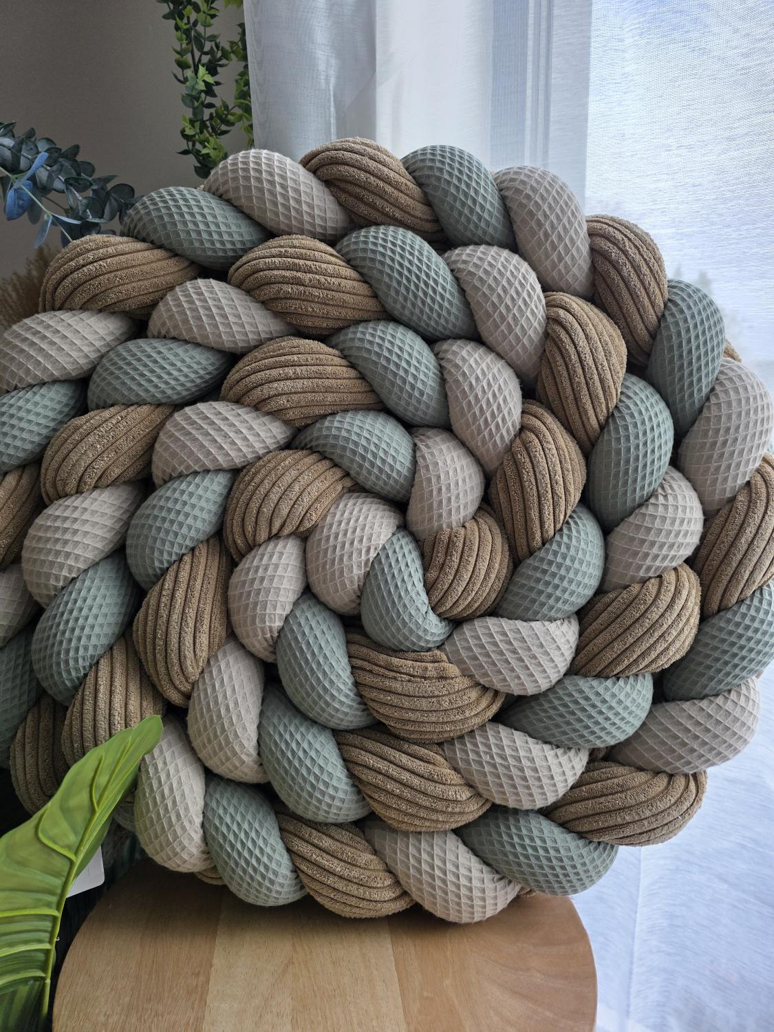 Tresse de lit 3 brins beige olive et cotelé camel 4.6m