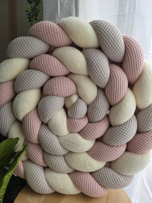 Tresse de lit 3 brins beige, poudré et doudou vanille 3.4m