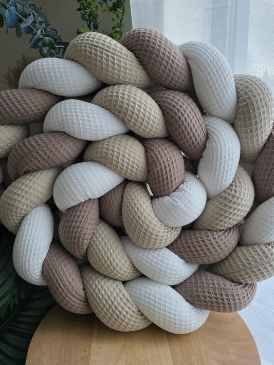 Tresse de lit 3 brins blanc beige café 3m