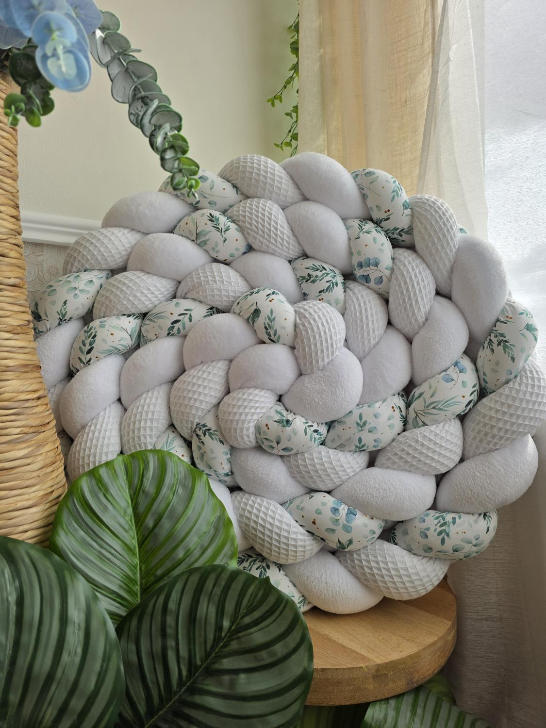Tresse de lit 3 brins blanc doudou blanc eucalyptus foncé 4.6m