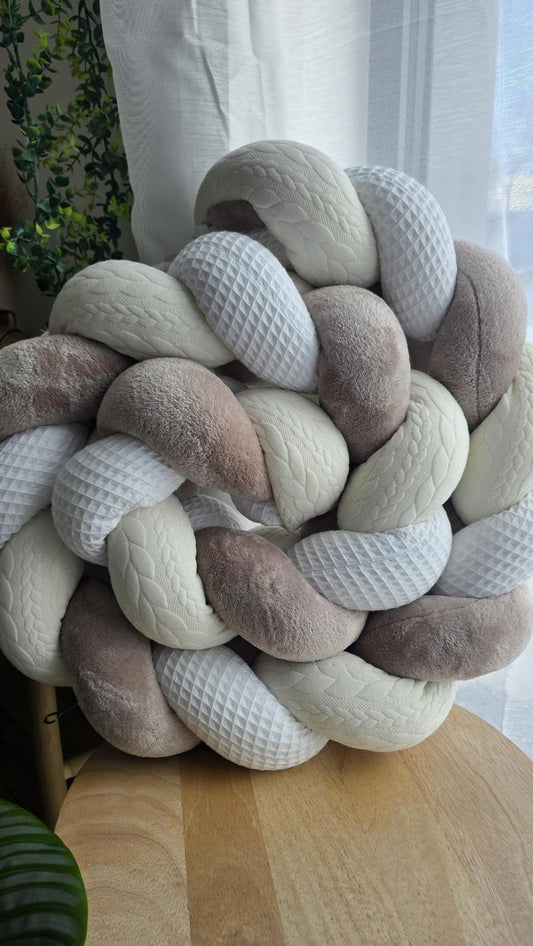 Tresse de lit 3 brins blanc doudou galet tricot écru 2m