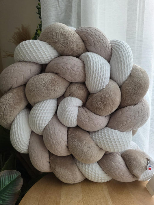 Tresse de lit 3 brins blanc doudou galet tricot sable 2m