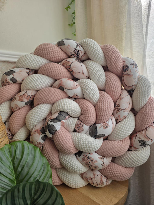 Tresse de lit 3 brins blanc poudré et wild flowers 3.6m