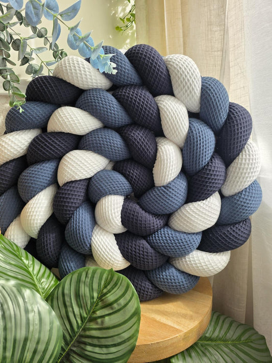 Tresse de lit 3 brins blanc roi et marine 3.6m