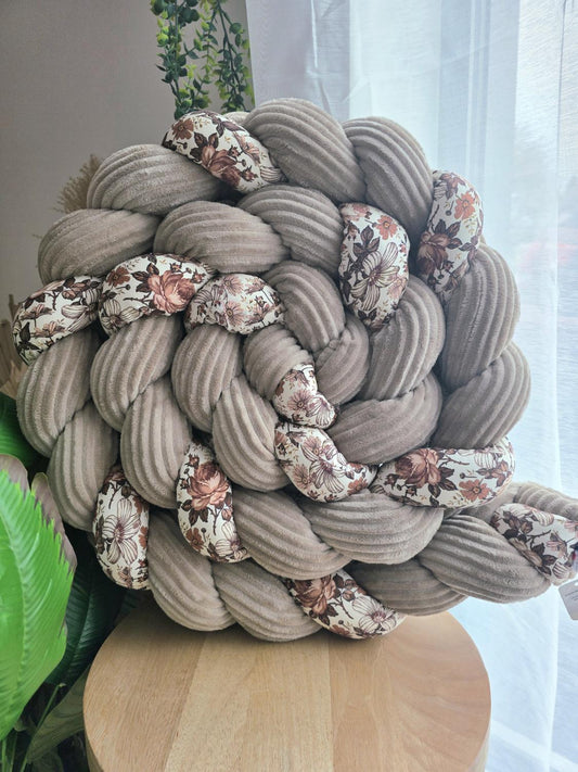 Tresse de lit 3 brins cotelé galet et old flowers 3.2m