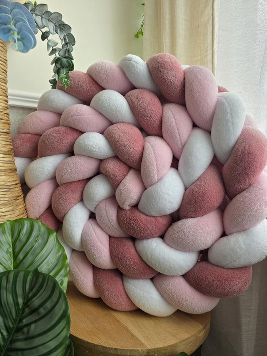 Tresse de lit 3 brins doudou blanc rose et vieux rose 3.6m