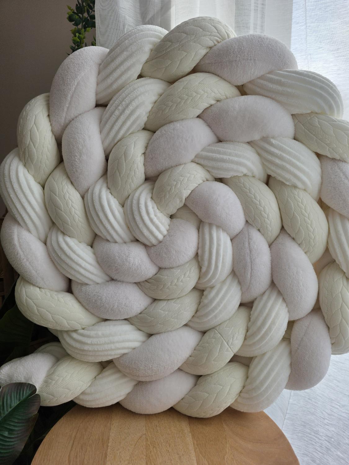 Tresse de lit 3 brins doudou côtelé et tricot écru 4.6m
