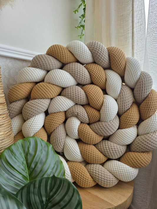 Tresse de lit 3 brins écru beige et camel 3.6m