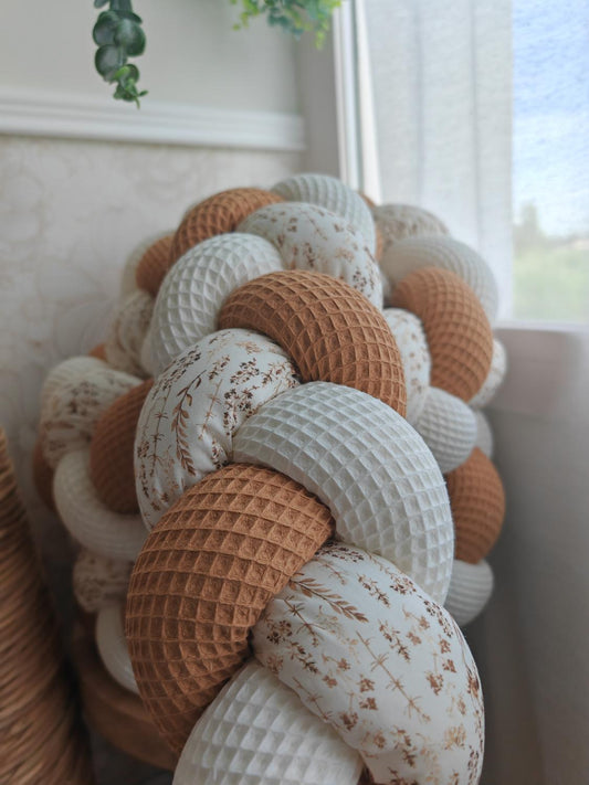 Tresse de lit 3 brins écru camel et fleurs des champs 3m