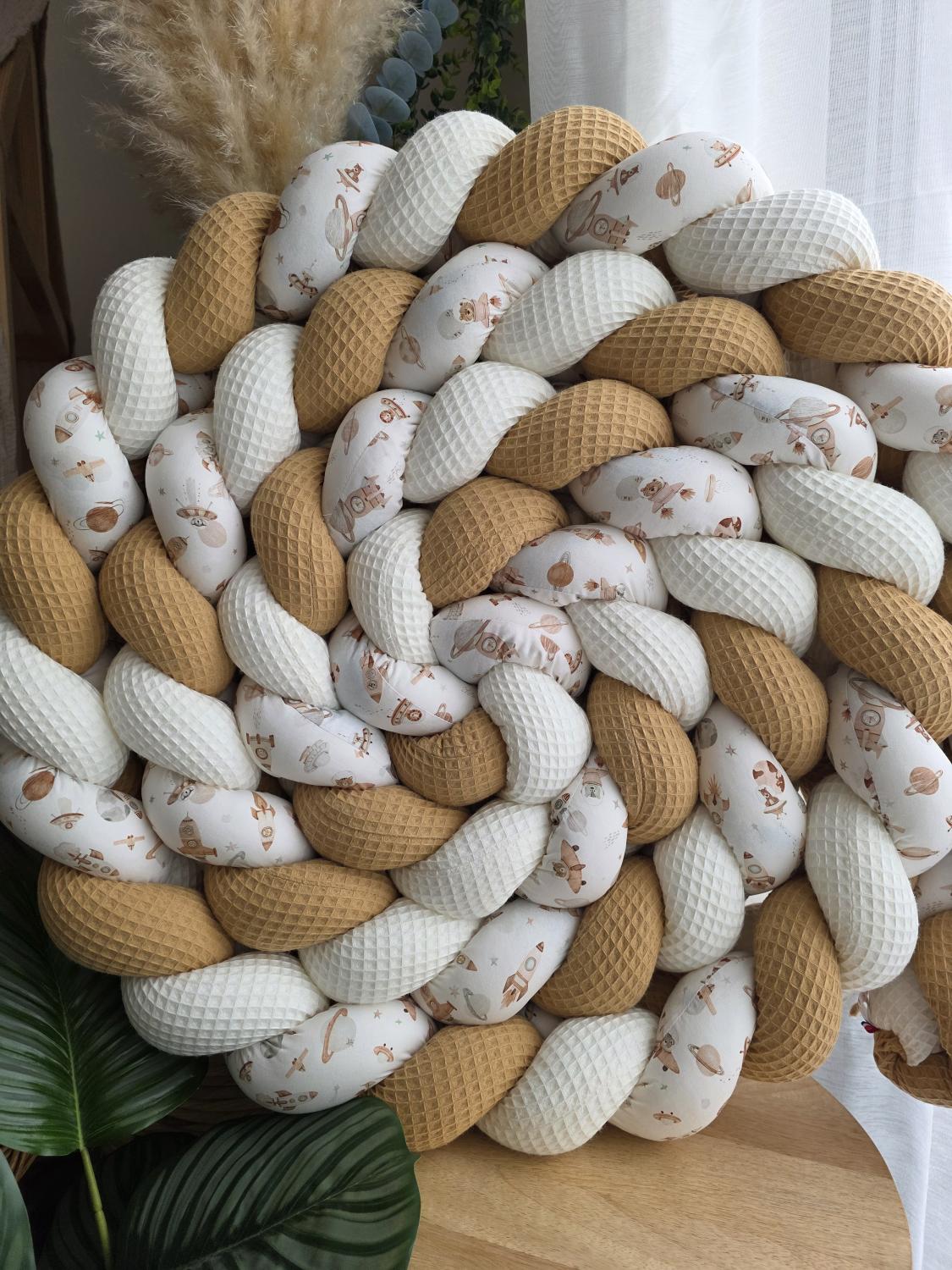 Tresse de lit 3 brins écru camel et fusée 5m