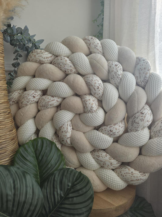 Tresse de lit 3 brins écru doudou beige et fleurs des champs 4.6m