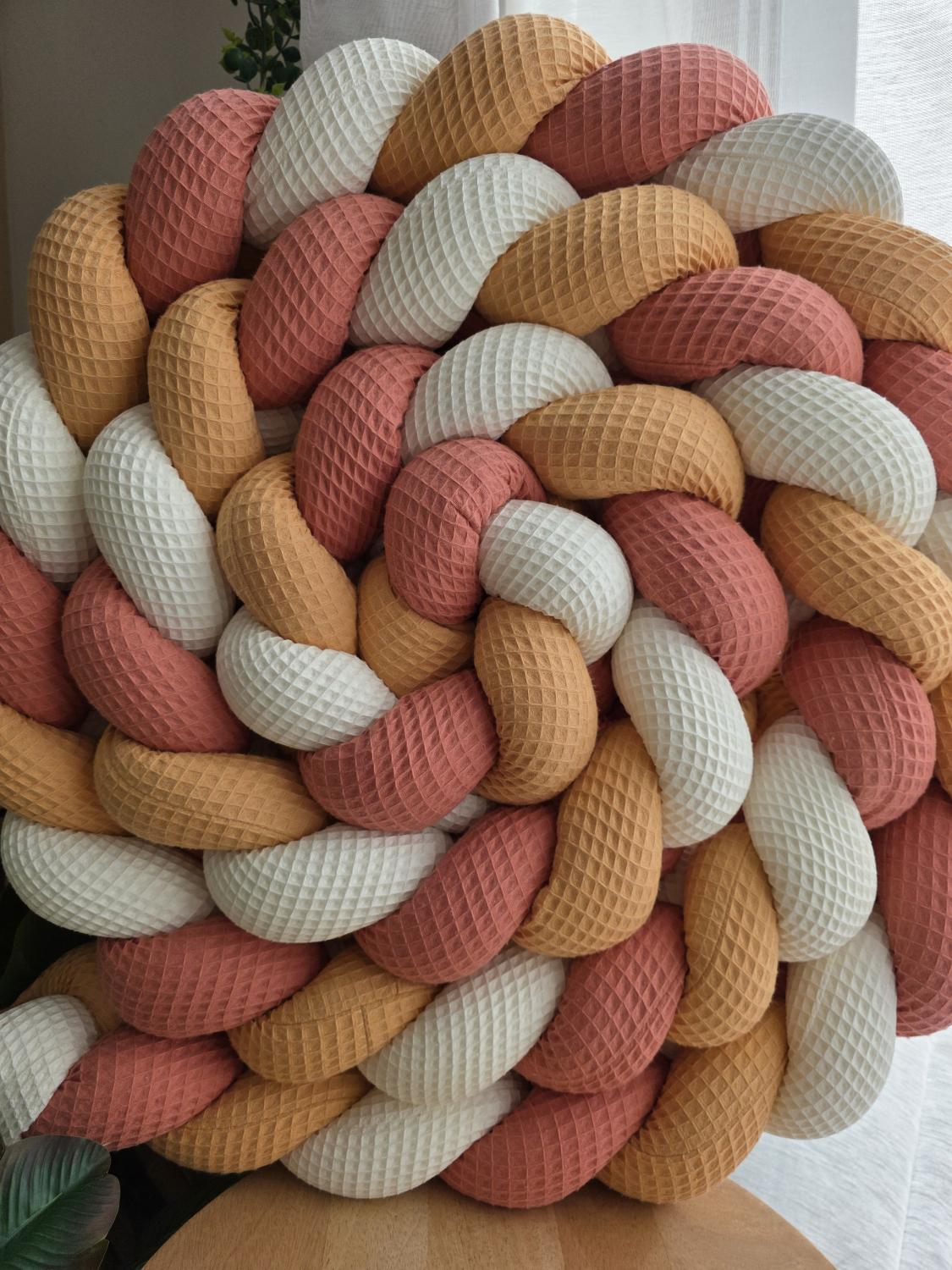 Tresse de lit 3 brins écru melon et corail 4.6m