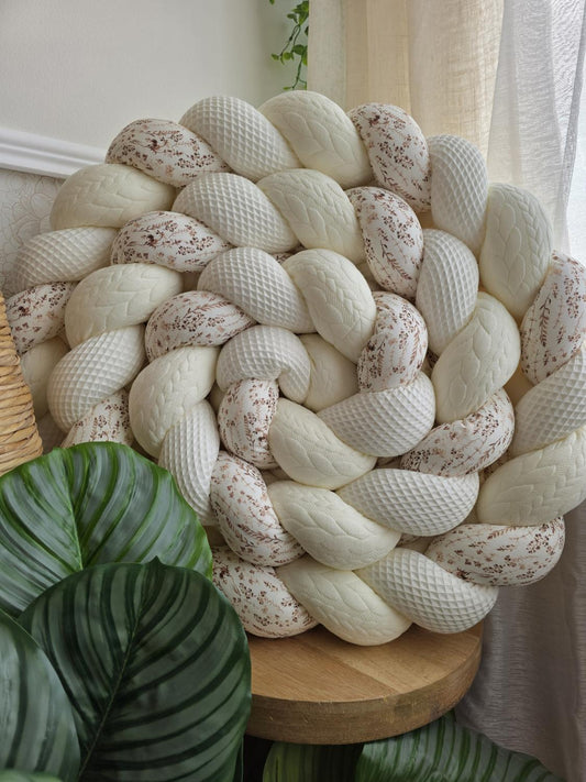 Tresse de lit 3 brins écru tricot écru et fleurs des champs 3.6m