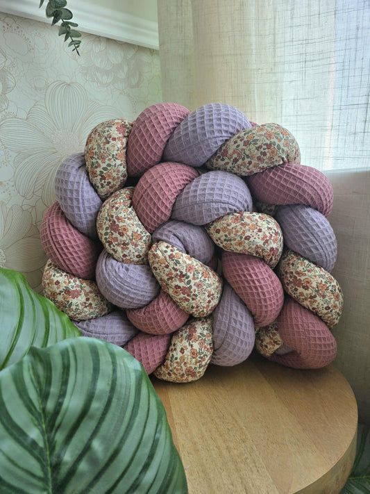 Tresse de lit 3 brins lavande vieux rose et fleurs d'été 1.9m