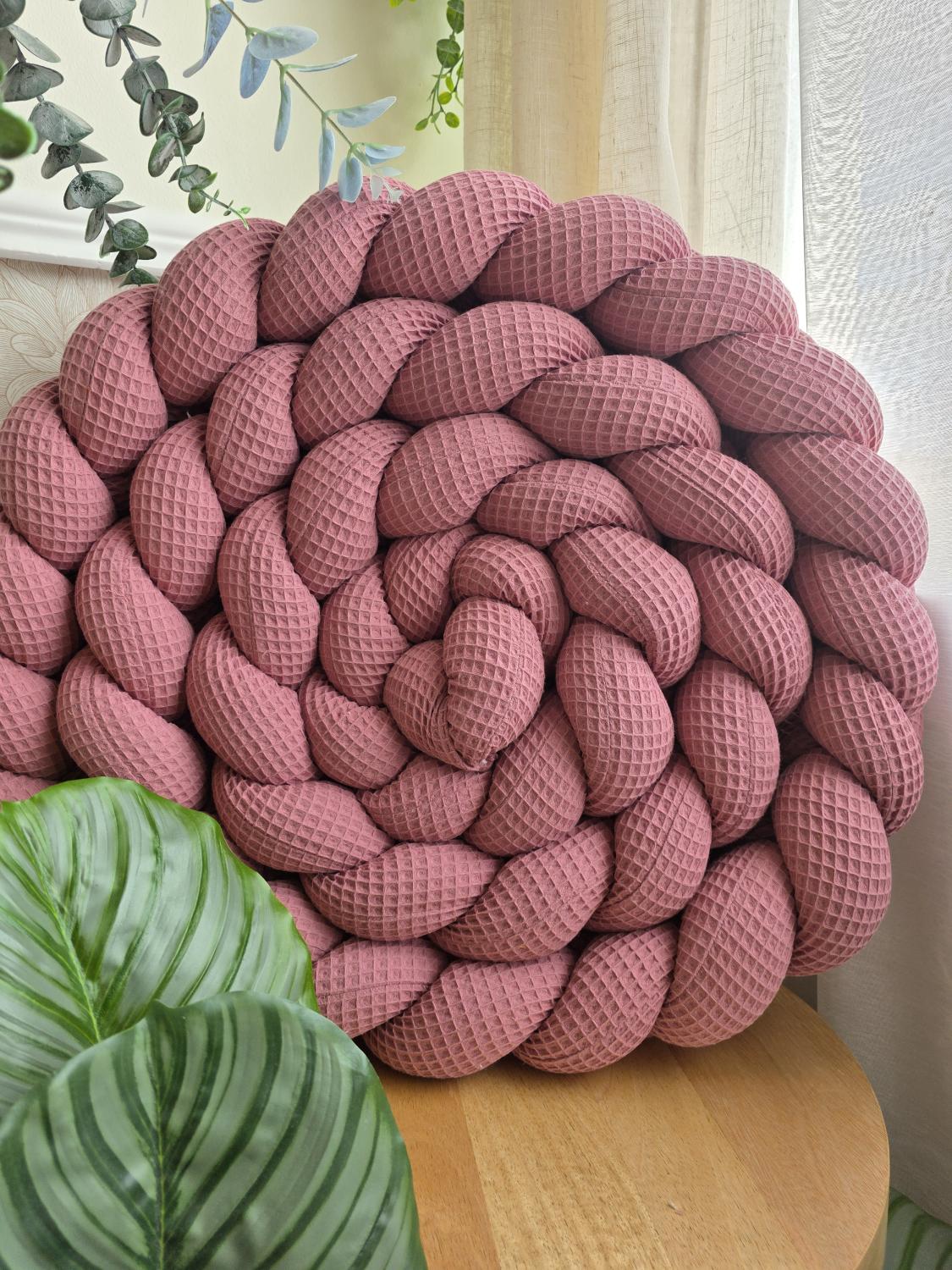 Tresse de lit 3 brins nid d'abeille vieux rose 3.6m