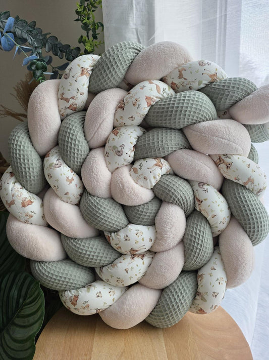 Tresse de lit 3 brins olive doudou beige et bambi 3m