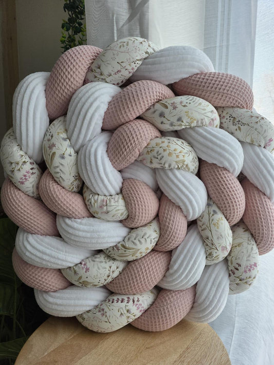 Tresse de lit 3 brins poudré, côtelé blanc et prairie 3.6m