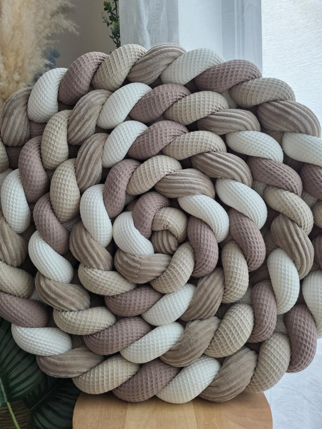 Tresse de lit 4 brins blanc beige café et cotelé galet 6.2m