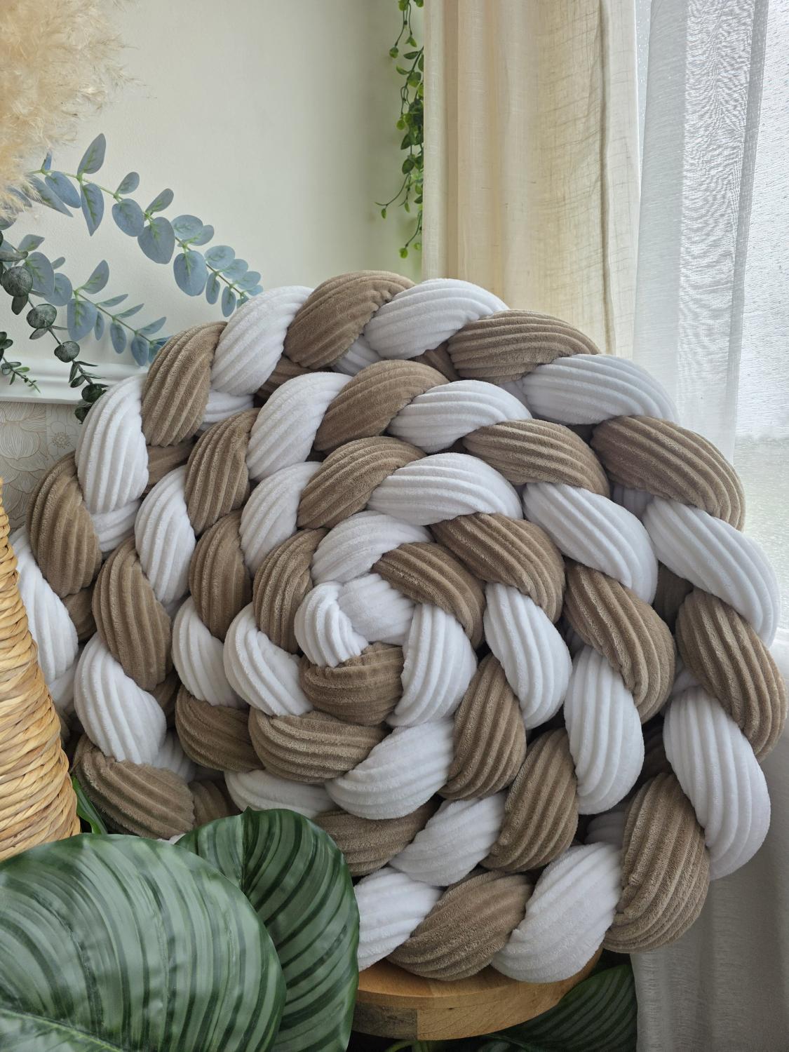 Tresse de lit 4 brins cottelé blanc et galet 5m