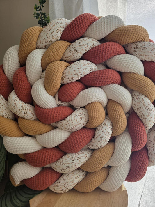 Tresse de lit 4 brins écru, Camel , marsala et fleur des champs 5m
