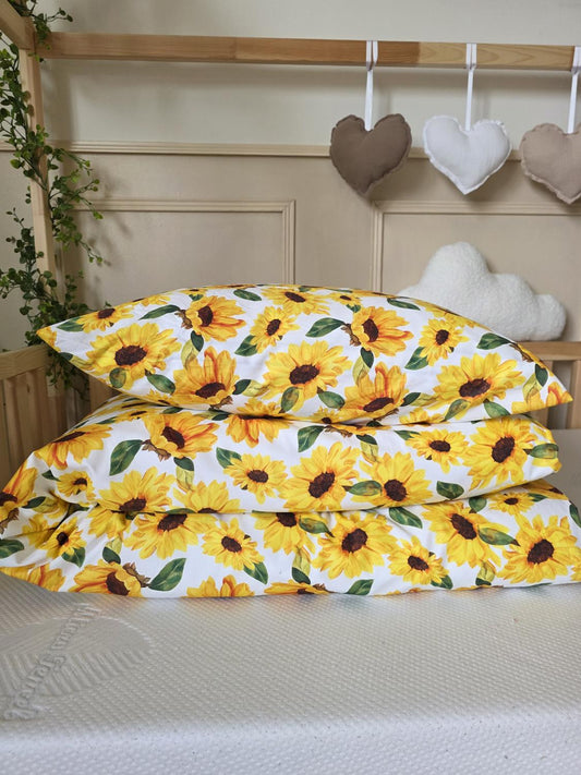 Parure 1 personne - housse de couette + taie d'oreiller d'oreiller tournesols