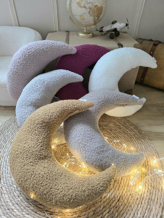 Coussin lune bouclette 2 tailles - 6 couleurs