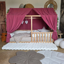 Ciel de lit cabane modèle A vieux rose