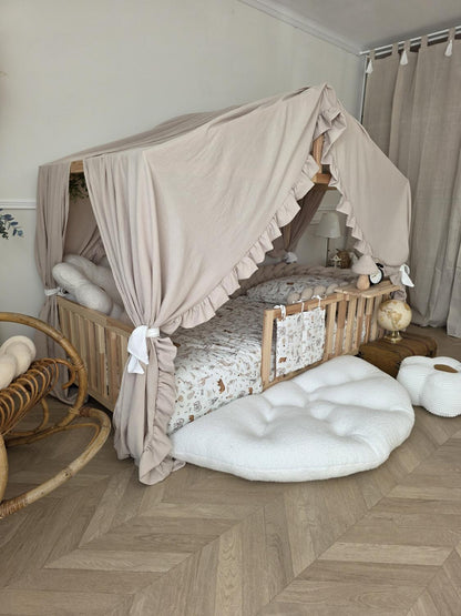 Ciel de lit cabane modèle B Simple ou double à froufrous - Sur mesure