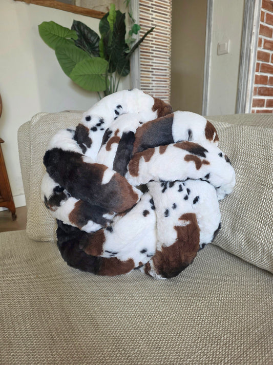 Coussin tressé fourrure vache