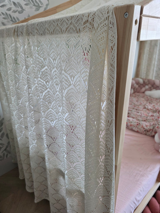 Ciel de lit cabane modèle B dentelle coton écrue