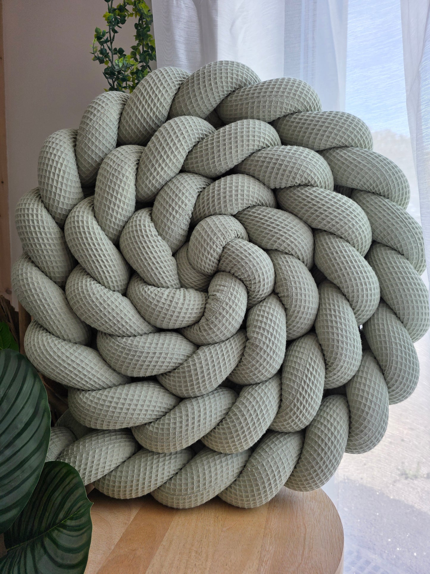 Tresse de lit 3 brins 460cm nid d'abeille sauge