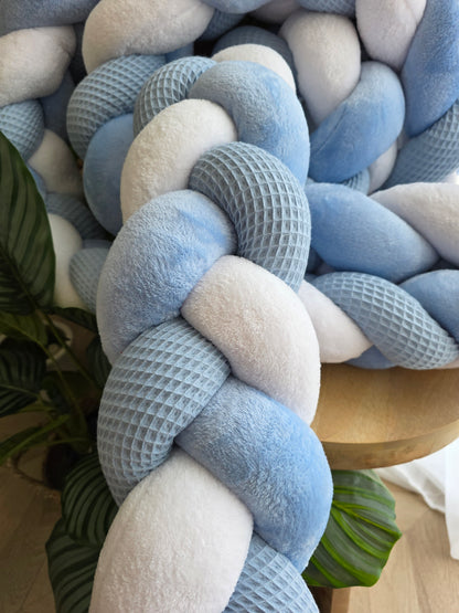 Tresse de lit 3 brins 500cm jean doudou blanc et bleu