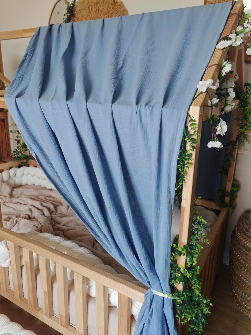 Ciel de lit cabane "le simple" bleu jean
