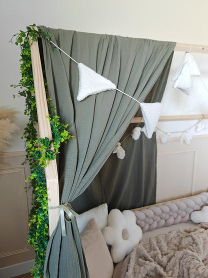 Ciel de lit cabane "le simple" olive