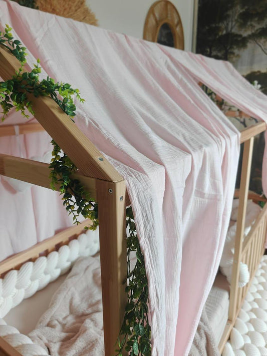 Ciel de lit cabane "le simple" rose