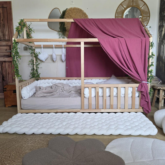 Ciel de lit cabane "le simple" vieux rose