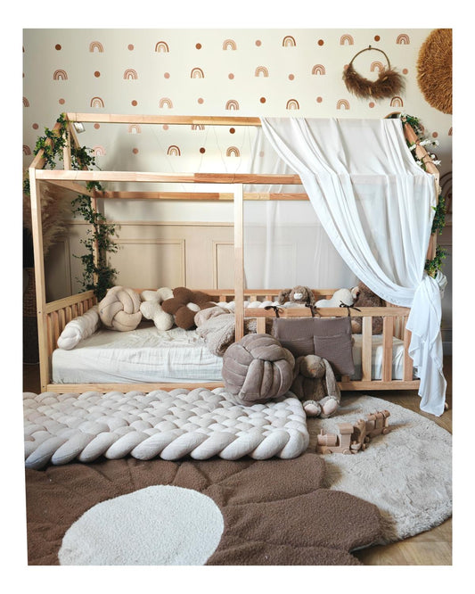 Ciel de lit cabane "le simple" voilage blanc