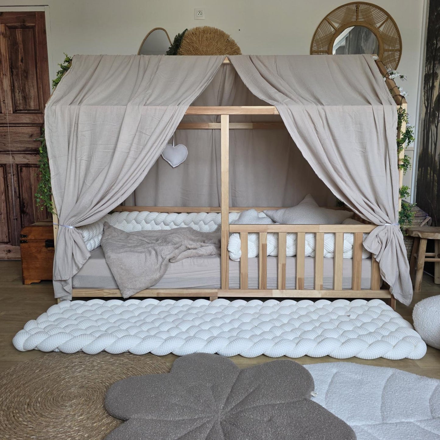 Ciel de lit cabane modèle A beige