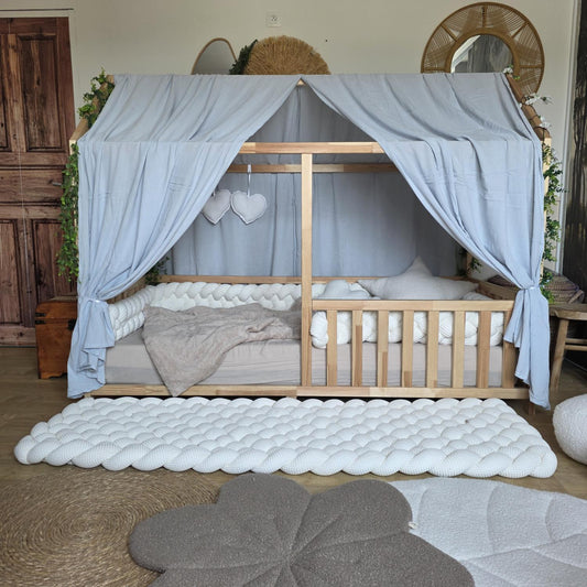 Ciel de lit cabane modèle A bleu