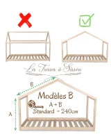 Ciel de lit cabane modèle B Simple ou double à froufrous - Sur mesure