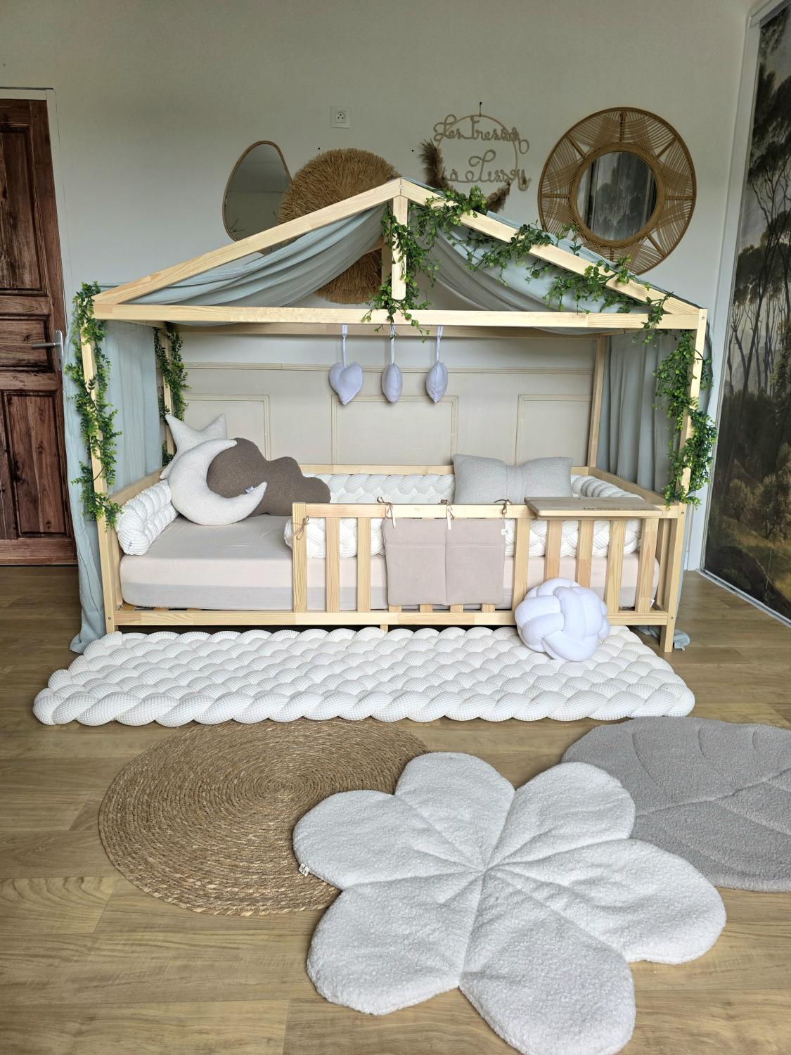 Ciel de lit cabane modèle B vert d'eau