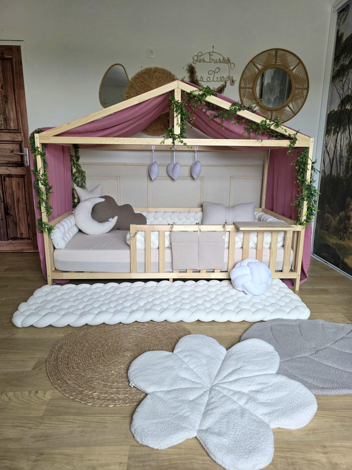 Ciel de lit cabane modèle B vieux rose