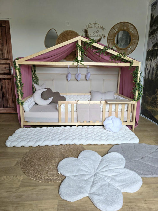 Ciel de lit cabane modèle B vieux rose