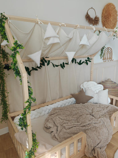 Ciel de lit cabane modèle A arrière beige