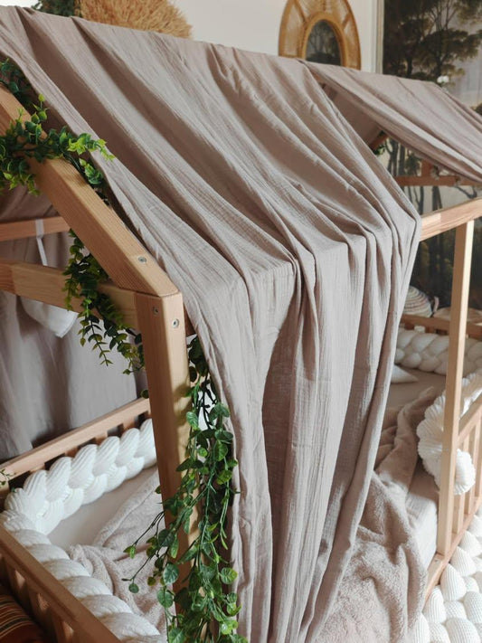 Ciel de lit cabane "le simple" beige