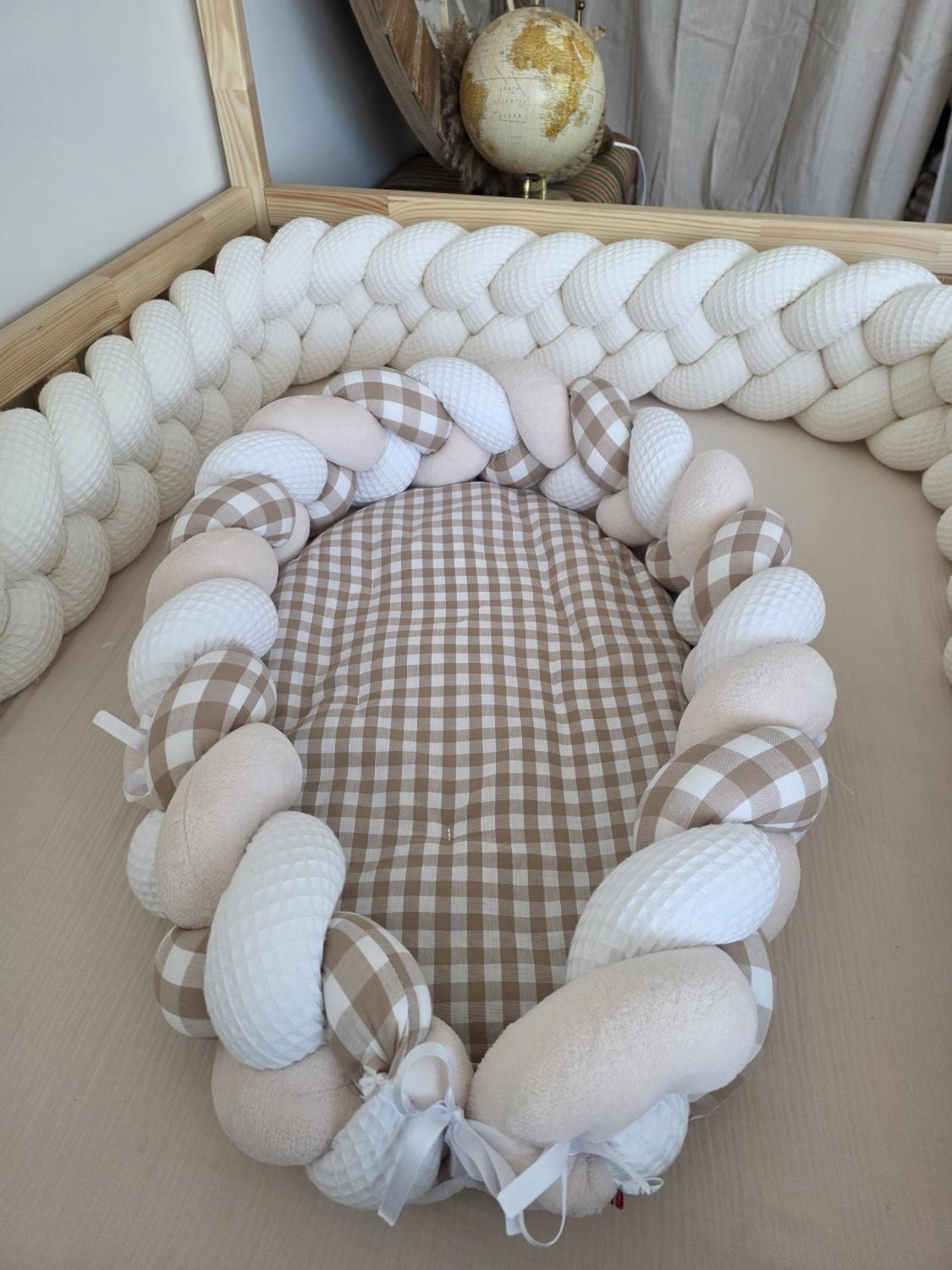 Cocon blanc doudou beige et vichy beige