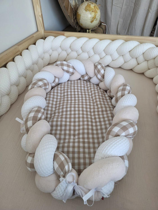 Cocon blanc doudou beige et vichy beige