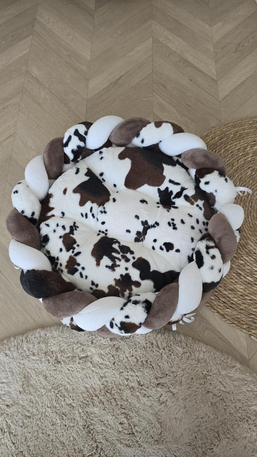 Couffin animaux doudou vache (Tresse Doudou vache marron et blanc)